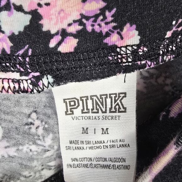Victoria's Secret Floral Leggings Black & Pink Size Med - Picture 7 of 9
